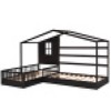 Twin Size Wood House Bed with Fence and Slatted Frame - 3 of 4