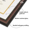 Americanflat Ornate 11x14 Diploma Frame in Beaded Mahogany, Certificate Frame with White and Gold Mat Displays - 3 of 4