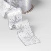 30' Christmas Fabric Ribbon White Satin Silver Snowflakes - Wondershop™ - 3 of 3
