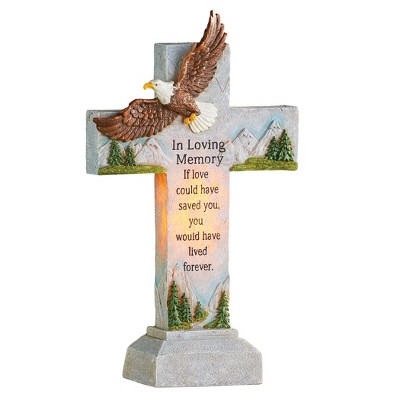 Collections Etc Solar Powered Majestic Soaring Bald Eagle Memorial 8 X 3.25 X 13.5 Grey