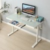 SEVOBAL Desks Tempered Glass Standing Desk with Metal Drawer, Adjustable Height Ergonomic Workstation for Study, Work, White, 50"*25"*4.5" - 2 of 4