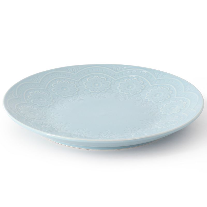 Gibson Hometrends Alemany 10.6 Inch Round Stoneware Dinner Plate Set in Aqua, 2 of 7