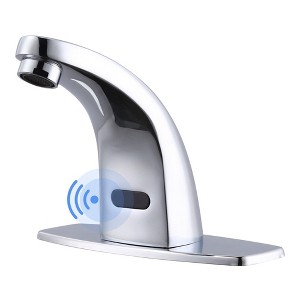 WOWOW Touchless Single Hole Low Arc Bathroom Faucet with Deckplate - 1 of 4