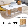 Wood Coffee Table, Chinese Style Solid Wood Imitation Rattan Rectangular Low Table, Multi-functional End Table Dining Table,white - 3 of 4