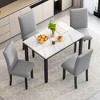 CENGHU Faux Marble 5-Piece Dining Set Table with 4 Thicken Cushion Dining Chairs, Kitchen Table Set for 4, Perfect for Small Space - 3 of 4