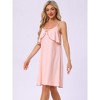 INSPIRE CHIC Womens Nightgown Spaghetti Strap Lingerie Full Ruffle Cami Slip Chemise Soft Sleepwear - 3 of 4