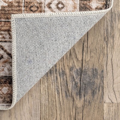 Jessamine Beige Geometric Washable Synthetic Area Rug