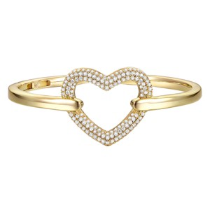 Guili 14K Gold-Plated Sterling Silver CZ Heart Halo Ring in White or Gold—Dazzling, Elegant, and Perfect for a Chic, Stylish Look. - 1 of 3