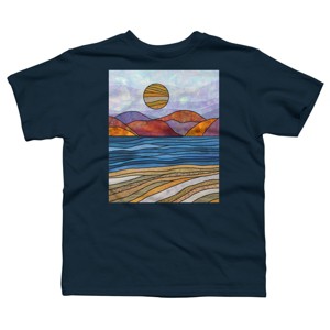 Boy's Design By Humans Beach Landscape Stain Glass By Maryedenoa T-Shirt - 1 of 3