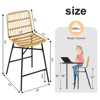 Tangkula 4 PCS Rattan Bar Stools Counter Height Chairs w/ Metal Legs Natural - 3 of 3
