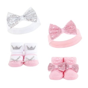Hudson Baby Infant Girl Headband and Socks Set, Princess 4-Piece, 0-9 Months - 1 of 4