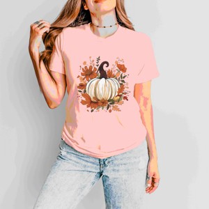 Simply Sage Market Fall Pumpkin Floral Short Sleeve Tee - 1 of 4