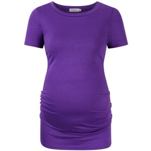 Casual Short Sleeve Fold Button Maternity Top - 1 of 1