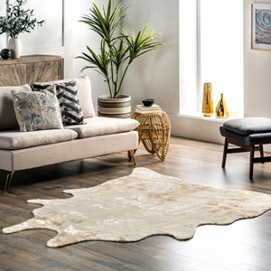 Nuloom Marcia Pet Friendly Premium Machine Washable Faux Cowhide Area Rug - 1 of 4