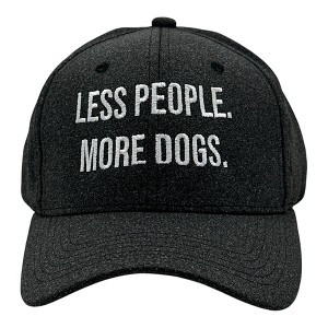 Less People More Dogs Hat Funny Sarcastic Pet Puppy Graphic Novelty Cap - Crazy Dog Hat For Dog Lovers Black Standard - 1 of 4