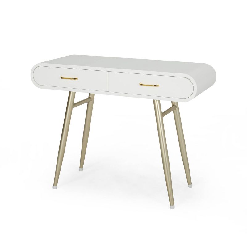 Dehaviland Modern Wood Vanity Table White/Champagne Gold - Christopher Knight Home, 1 of 7