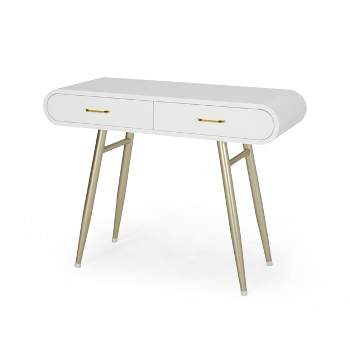 Dehaviland Modern Wood Vanity Table White/Champagne Gold - Christopher Knight Home