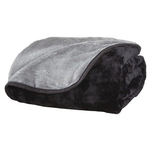 All Seasons Reversible Plush Blanket (King) Black/Gray, Black & Gray