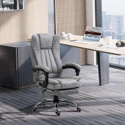 Gray Microfiber High Back Executive Swivel Office Chair with Massage and Heat