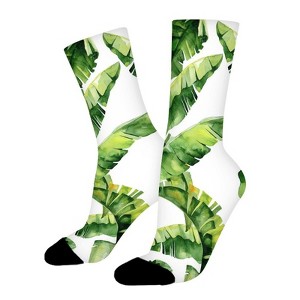 Tropical Leaves Women Printed Crew Socks Funny Funky Socks Soft Polyester Novelty Gifts for Artists Men - 1 of 1
