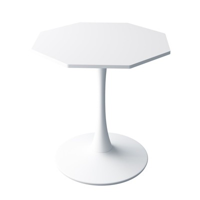 FONTOI 31.50" Octagonal End Table with Metal Pedestal, Side Table for Living Room Bedroom Small Space, White, 31.5"*28.74"*31.5"