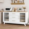 Whizmax Coffer Bar Cabinet with 2 Fluted Glass Doors, Modern Sideboard Buffet Cabinet with 3 Drawers,Large Storage Cabinet for Dining Room Living Room - 4 of 4