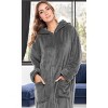 ADR Women's Zip Up Robe with Hood, Women's Long Zipper Robe, Warm Cozy Hooded Bathrobe - 3 of 3