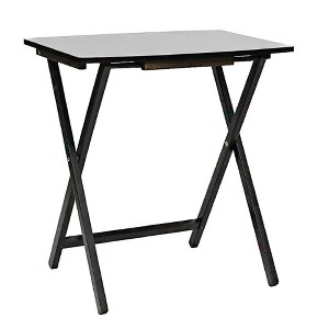 PJ Wood 5 Pack XL Oversize Tray Table for Living Room or Kitchen, Indoor TV Tray Set for Small Spaces and Family Gatherings, Black - 1 of 4