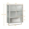 FURNIinspire Kitchen And Dining Cabinets Modern Wall Cabinet Closet Pantry Cabinets With Glass Door, Shelf, Towel Rack, White, 9.06"*23.62"*30.71" - 3 of 4