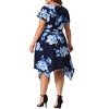 Agnes Orinda Women's Plus Size Elegant Floral Tie Belt Short Sleeve Summer Wedding Midi Dresses - 4 of 4