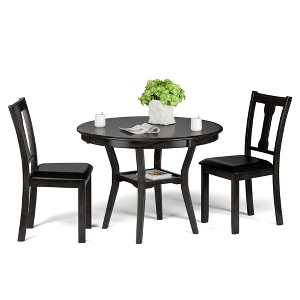 Costway 3-Piece Counter Round Dining Table Set Wooden Kitchen Modern Table and 2 Chairs - 1 of 4