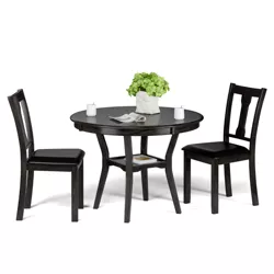 Costway 3-Piece Counter Round Dining Table Set Wooden Kitchen Modern Table and 2 Chairs