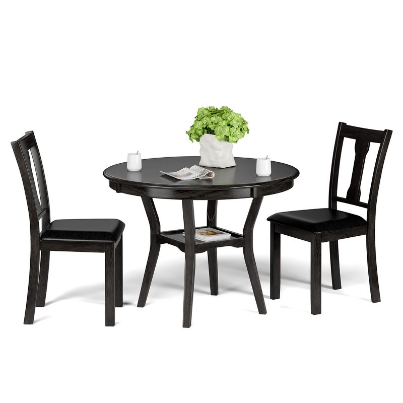 Costway 3-Piece Counter Round Dining Table Set Wooden Kitchen Modern Table and 2 Chairs, 1 of 11