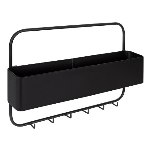 21" x 14" Yeager Metal Wall Pocket Organizer with Hooks Black - Kate & Laurel All Things Decor: Office Wall Organization, Desk Accessory - image 1 of 4