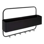 21" x 14" Yeager Metal Wall Pocket Organizer with Hooks Black - Kate & Laurel All Things Decor