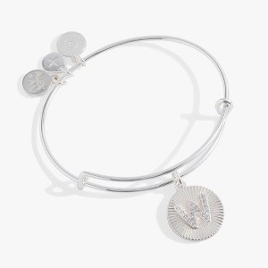 Alex and Ani Initial W Pave Starburst Texture Bangle - 1 of 3