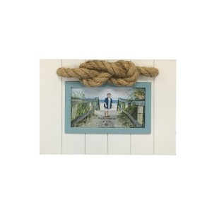 Beachcombers 4"x6" White & Teal with Rope Photo Frame Picture Holder Nautical Lake Coastal for Wall Shelf or Tabletop Decor Decoration - 1 of 1