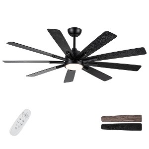 BestParts 62" Modern Farmhouse Ceiling Fan - Black Plywood Blades, Smart App Control, Energy-Saving Motor - 1 of 4