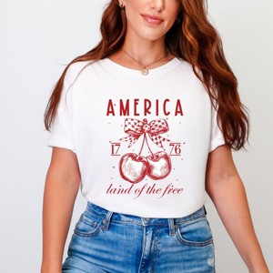 Simply Sage Market Land Of The Free Cherries Garment Dyed Tee - 1 of 4
