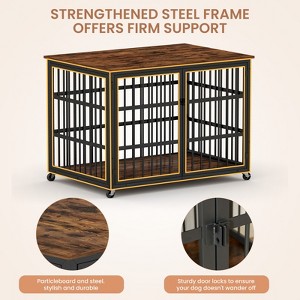 Kumasinova 43.3" Dog Crate Furniture with Wrought Iron Frame,Dog Kennel Indoor with Side Door,Dog Cage with Open View for Medium and Large Dogs - 1 of 4