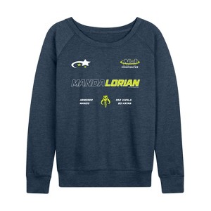 Women's - Star Wars - The Mandalorian Mando Jersey Lightweight French Terry Wide Neck Long Sleeve Graphic Shirt - 1 of 4