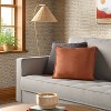 Square Linen Throw Pillow with Flange and Contrast Stitch Detail Gray - Threshold™ - 2 of 4