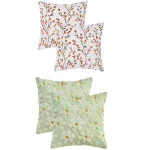 REGALWOVEN 4 Pcs Floral Pattern Soft Comfort Throw Pillow Covers 18" x 18" - 1 of 4