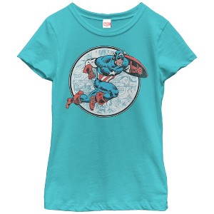 Girl's Marvel Captain America Battle T-Shirt - 1 of 3