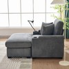 55" Corduroy Oversized Comfy Reclining Chaise Lounge Chair with Ottoman Storage, Cup Holder, Phone Stand & USB Charging Port - 4 of 4