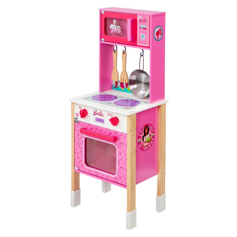 Theo Klein Barbie Epic Chef Wooden Toy Kitchen Cooking Playset with Pretend Play Oven, Microwave, and Utensils for Kids 3 and Up, 5 of 8