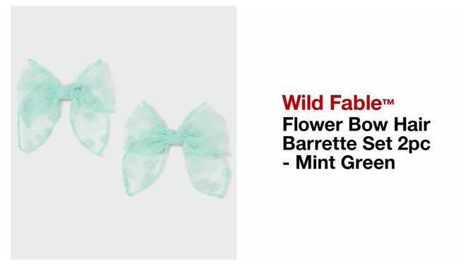 Flower Bow Hair Barrette Set 2pc - Wild Fable&#8482; Mint Green, 2 of 5, play video