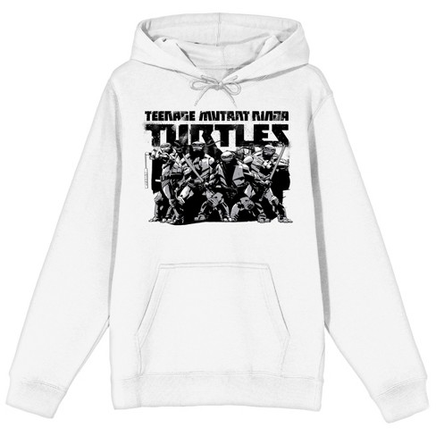 TMNT Turtles Holding Weapons Adult White Graphic Hoodie Small