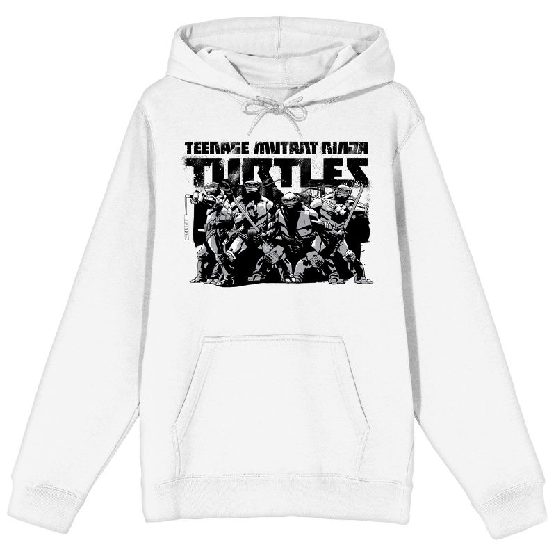 TMNT Turtles Holding Weapons Adult White Graphic Hoodie, 1 of 4