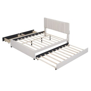 NicBex Upholstered Platform Bed with 1 Twin XL Size Trundle and 2 Drawers for Adults - 1 of 4